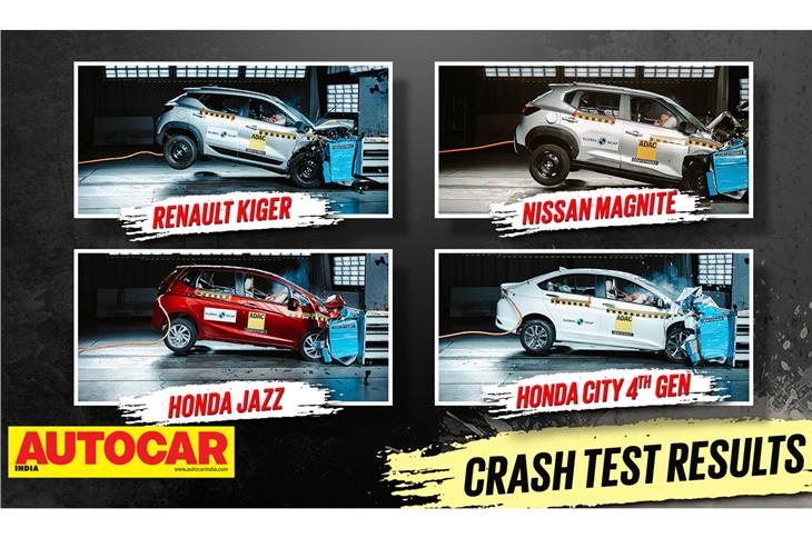 Nissan Magnite, Renault Kiger, Honda City & Jazz Global NCAP crash test video